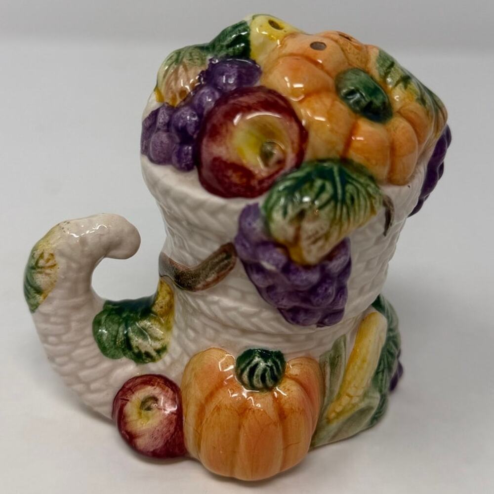 OCI Fitz & Floyd 1993 Horn of Plenty Salt/Pepper Shaker Omnibus Harvest Bounty